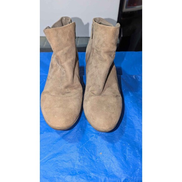 Anne Klein iflex Women's Brown Suede Ankle Boots Block Heel Side Zip sz 8m shoes - Picture 11 of 12